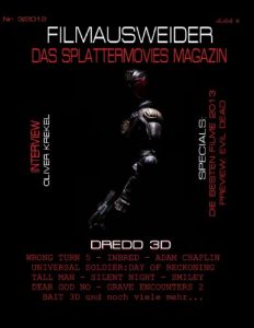 Descargar FILMAUSWEIDER – Das Splattermovies Magazin – Ausgabe 3 – Dredd 3D, Wrong Turn 5, Tall Men, Smiley, Cockneys vs Zombies, Universal Soldier: Day of Reckoning, … neues Magazin rund um den blutigen Film pdf, epub, ebook